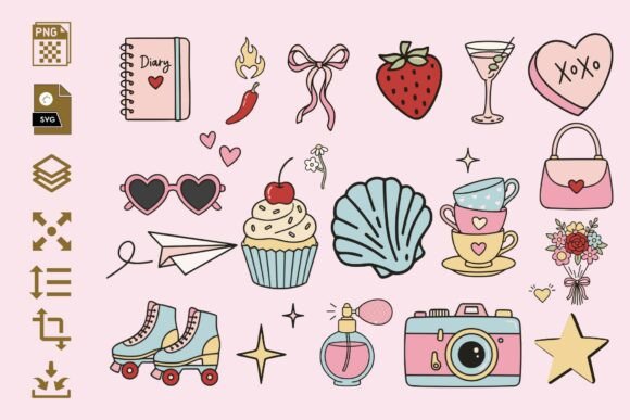 Review: Cute Kawaii Doodle Icons PNG SVG Bundle