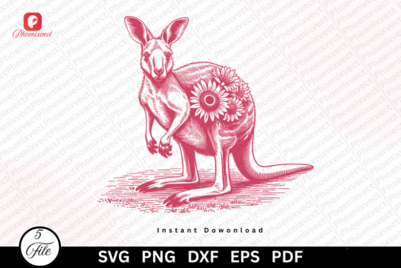 Review: Floral Hand Drawn Kangaroo SVG PNG for Embroidery