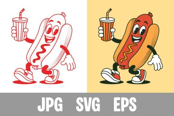 Review: Retro Hot Dog Mascot Character Design