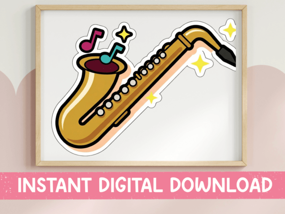 Review: Saxophone Music Sticker Design for Embroidery