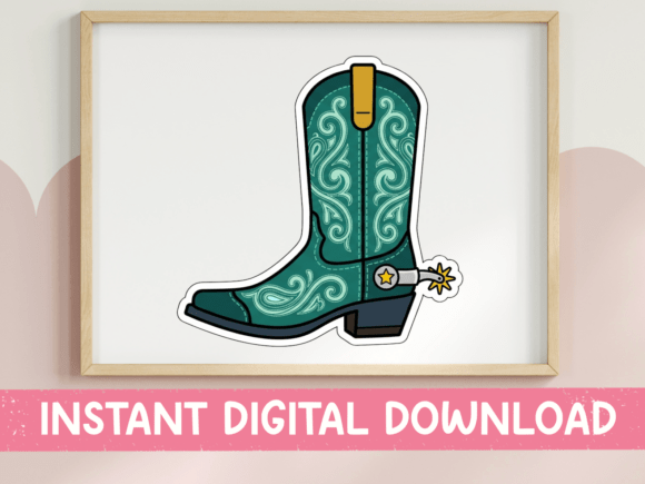 Review: Teal Cowboy Boot Sticker with Spur