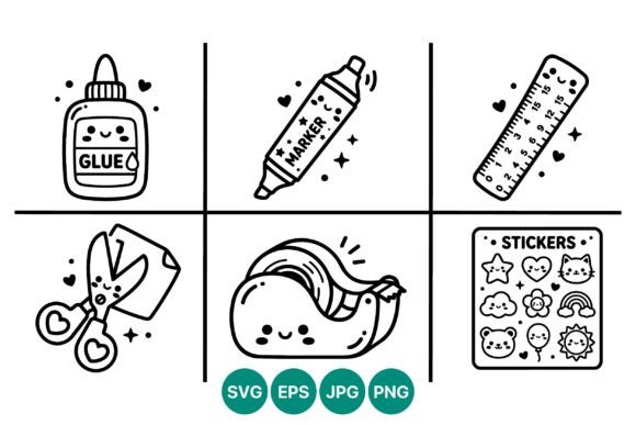 Reviewing Kawaii School Supplies Vector Art